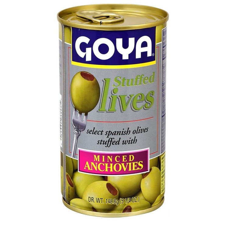 인기 급상승인 Goya Manzanilla Olives Stuffed with Anchovies 고야 만자닐라 올리브 스터피 앤초비 멸치 5.25 oz 12팩, 1세트 추천합니다