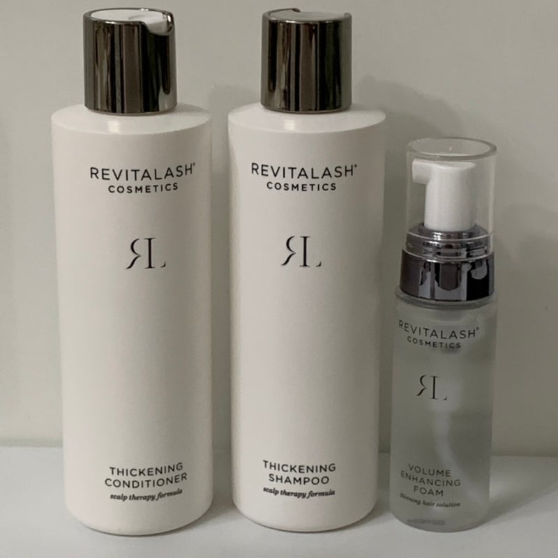 REVITALASH 리바이탈래쉬 헤어 3종 세트 (씨크닝샴푸, 씨크닝 컨디셔너,볼륨 인핸싱 폼 헤어 영....