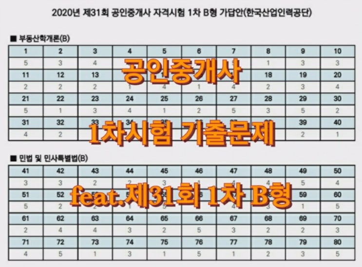  공인중개사 1차시험 기출문제 feat.제31회 1차 B형
