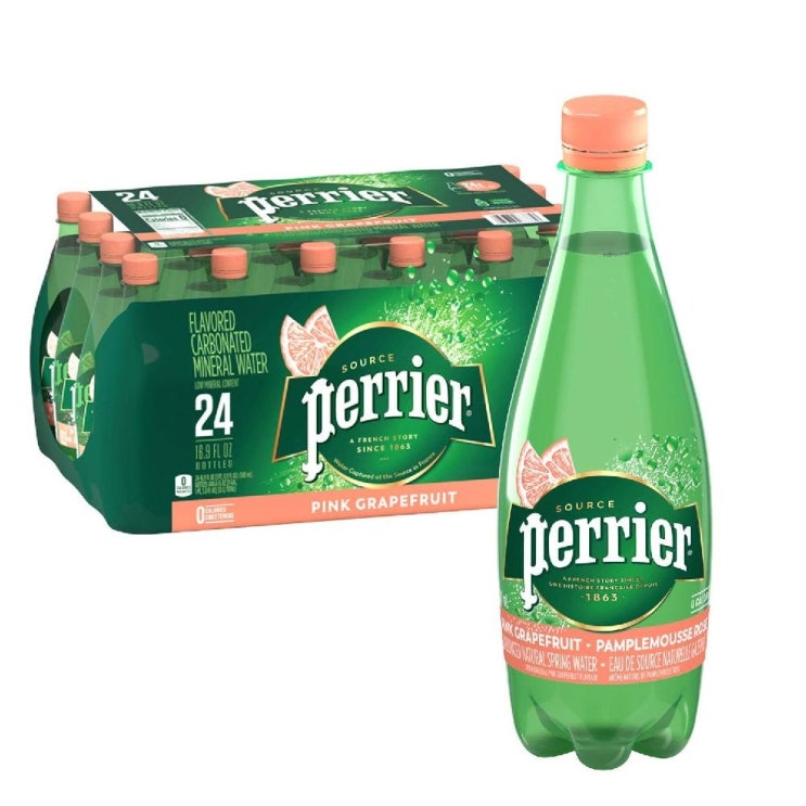 가성비갑 Perrier 페리어 핑크 그레이프프룻 탄산수 24병 각 500g, 1개, 1ml 좋아요