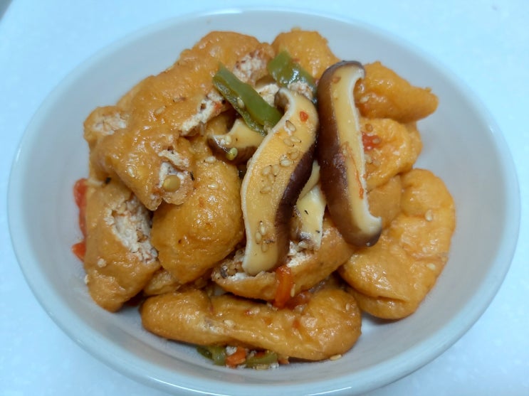  유부토마토 조림 유부조림 고소하고 쫄깃한 유부요리
