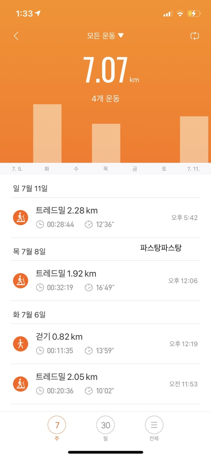  미밴드와 함께한 러닝 2주차!/러닝머신/미밴드 사용기