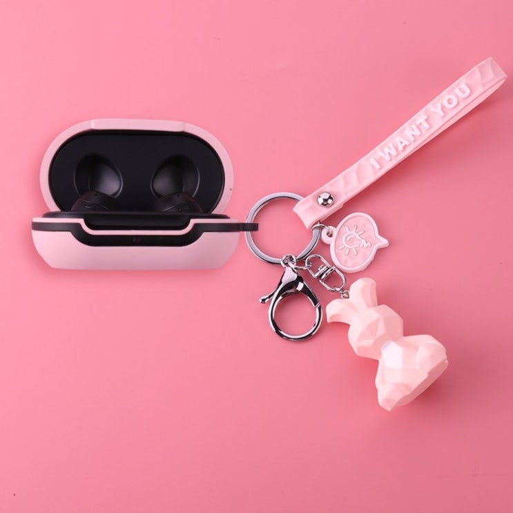 인기 많은 체리 Samsung 갤럭시 버즈 플러스 BTS 소프트 키링 데코 이어폰 케이스, 핑크 + 토끼 좋아요 인기 많은 체리 Samsung 갤럭시 버즈 플러스 BTS 소프트 키링 데코 이어폰 케이스, 핑크 + 토끼 좋아요