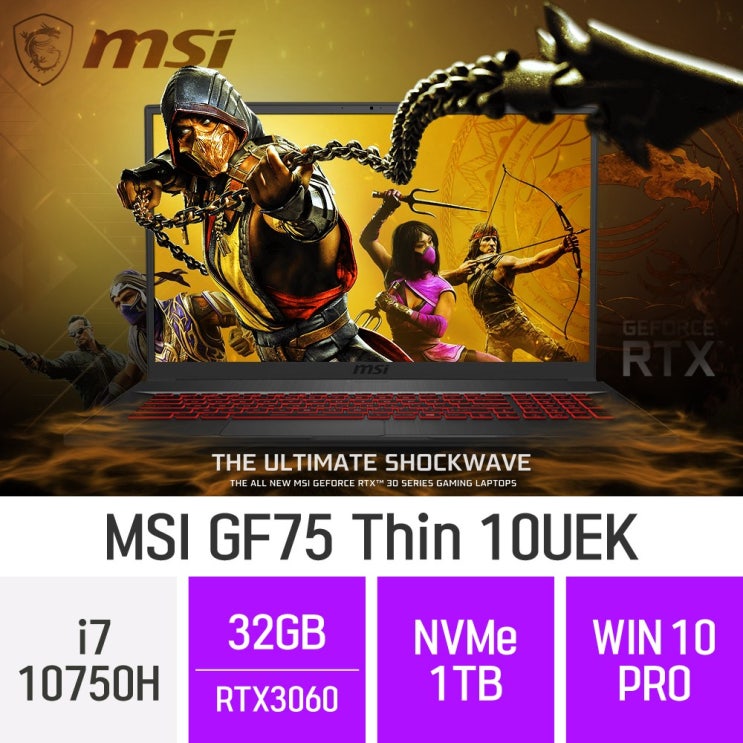 의외로 인기있는 MSI 게이밍노트북 GF시리즈 GF75 Thin 10UEK [노트닷컴], 32GB, 1TB, 윈도우 포함 ···