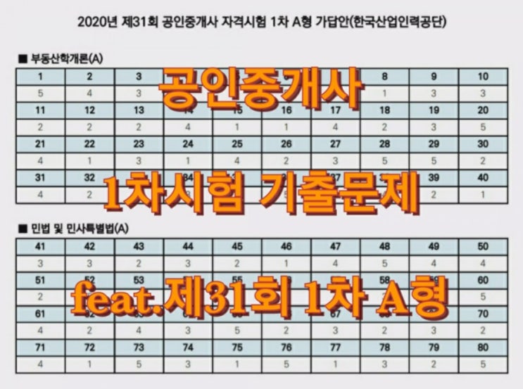  공인중개사 1차시험 기출문제 feat.제31회 1차 A형