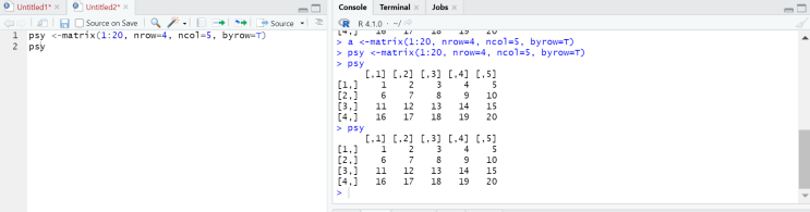 [R 기초통계] 매트릭스와 데이터 프레임의 개념과 명령어 / dim, nrow, ncol, tails, str, unique, table, subset, as.matrix