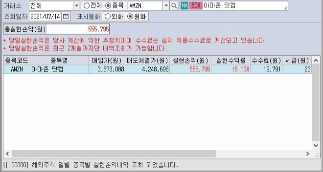  AMZN 아마존 매도.