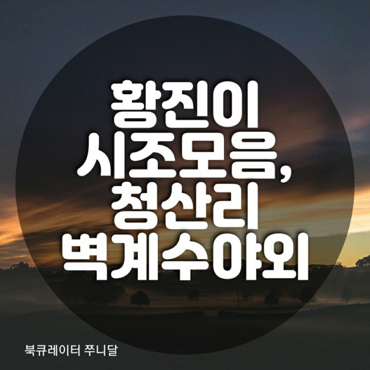  황진이 시조 그리고 인생, 청산리벽계수야,산은 옛산이로되, 송도삼절 박연폭포, 서경덕, 황진이