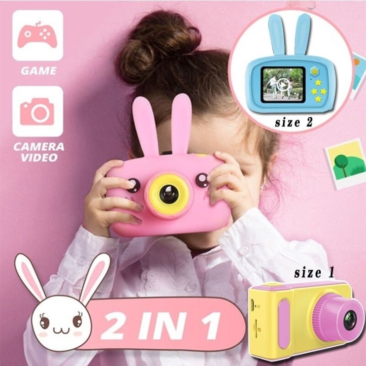 최근 인기있는 미니 어린이 카메라 1080P 풀 HD 휴대용 디지털 카메라 비디오 2 인치 화면 디스플레이 아이 게임 연구 카메라 만화|포인트 & 샷 카메라|, 1개, Size 2