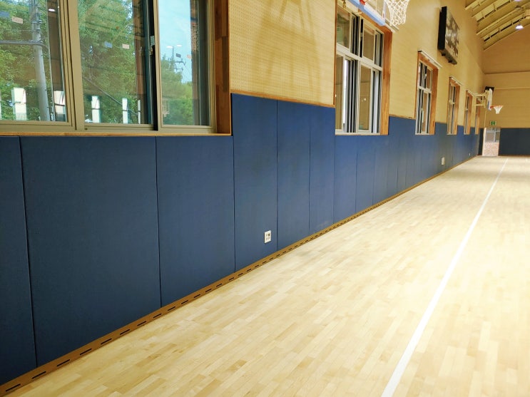 전주 송천초등학교 농구전용 훈련장(농구체육관) - 다오코리아 안전 보호벽 매트(안전 패딩) 설치