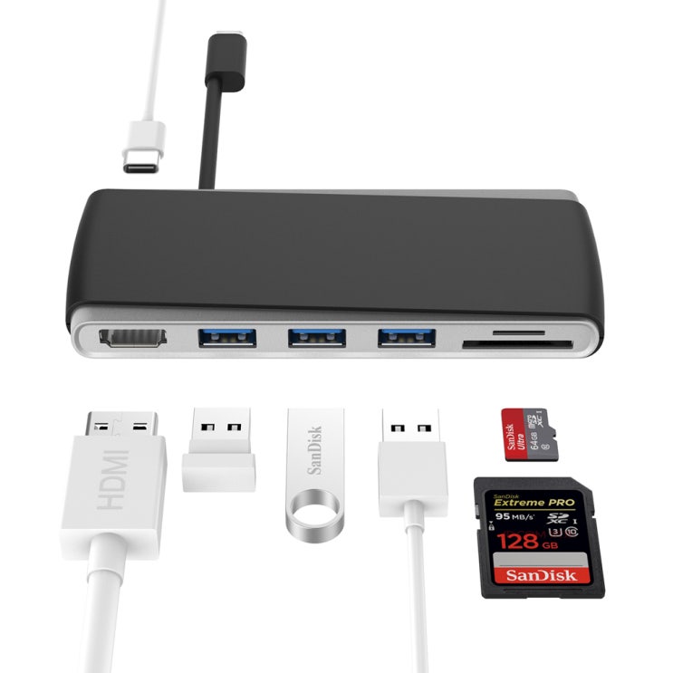 당신만 모르는 무아스 C타입 USB허브 P1 HDMI + SD + micro SD + USB 3포트 + 충전, MHHUB-P1, 그레이 ··· 당신만 모르는 무아스 C타입 USB허브 P1 HDMI + SD + micro SD + USB 3포트 + 충전, MHHUB-P1, 그레이 ···