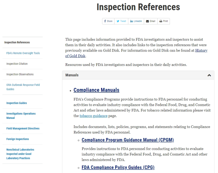  FDA Inspection References