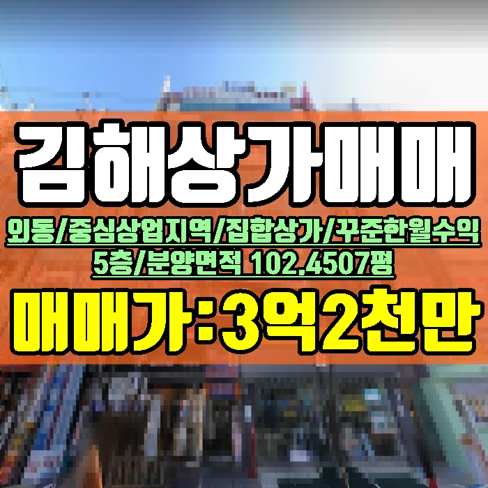 김해상가매매 외동 중심 상업지 5층 집합상가 분양 102.4507평