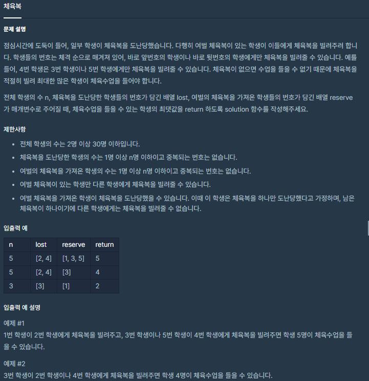  C++ 프로그래머스 체육복