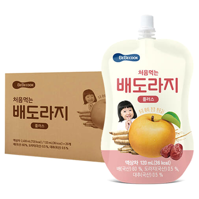 인기 많은 베베쿡 처음먹는 배도라지 플러스 주스 120ml, 배+도라지 혼합맛, 20팩 추천해요