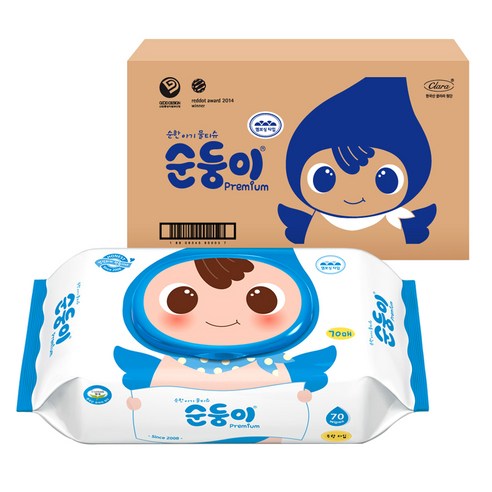 인지도 있는 순둥이 프리미엄 엠보싱 유아물티슈 캡형 무향 NC-01, 70매입, 20팩 ··· 인지도 있는 순둥이 프리미엄 엠보싱 유아물티슈 캡형 무향 NC-01, 70매입, 20팩 ···