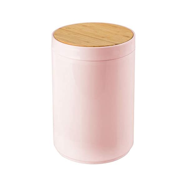  인기 많은 [미국] 944940 mDesign Small Round Plastic Trash Can Wastebasket Garbage Container Bin with Bambo