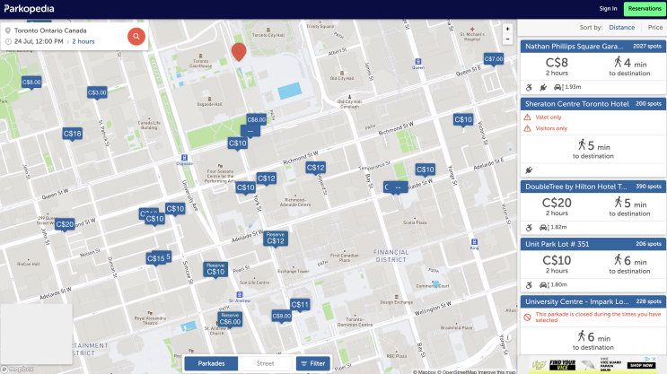 유료주차장 찾아주는 웹사이트, 앱(전세계 사용가능)
