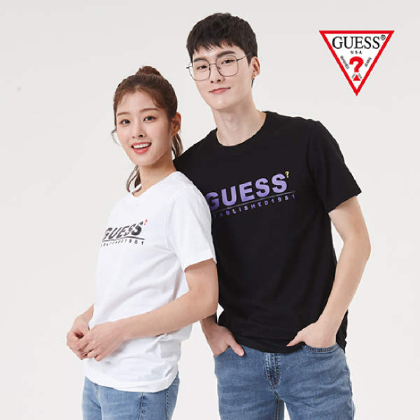  잘나가는 [현대백화점][게스진] NL2K0352 남여공용 GUESS 프린트로고 반팔 티셔츠 추천해요