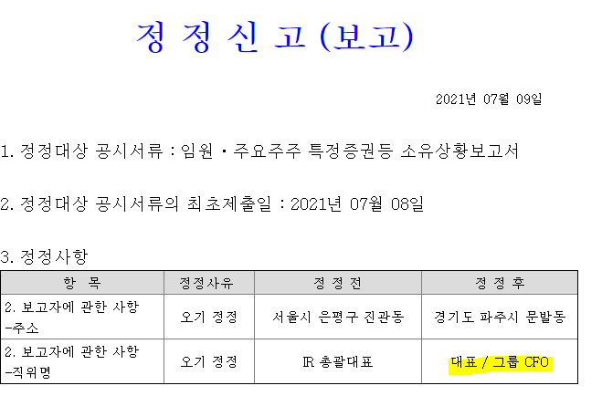  젬백스 기업공시 파헤치기 and 그룹CFO 선임