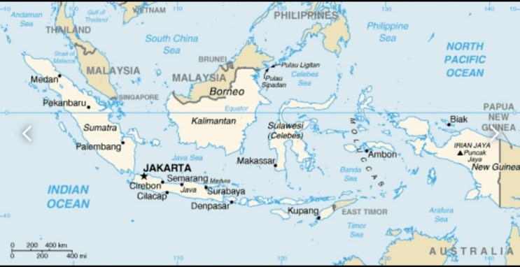 인도네시아 지도 주요도시 섬 개수 인니 인사말 숫자 보르네오섬 칼리만탄