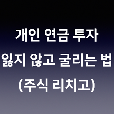  개인 연금 투자 잃지 않고 굴리는 법 (주식 리치고)