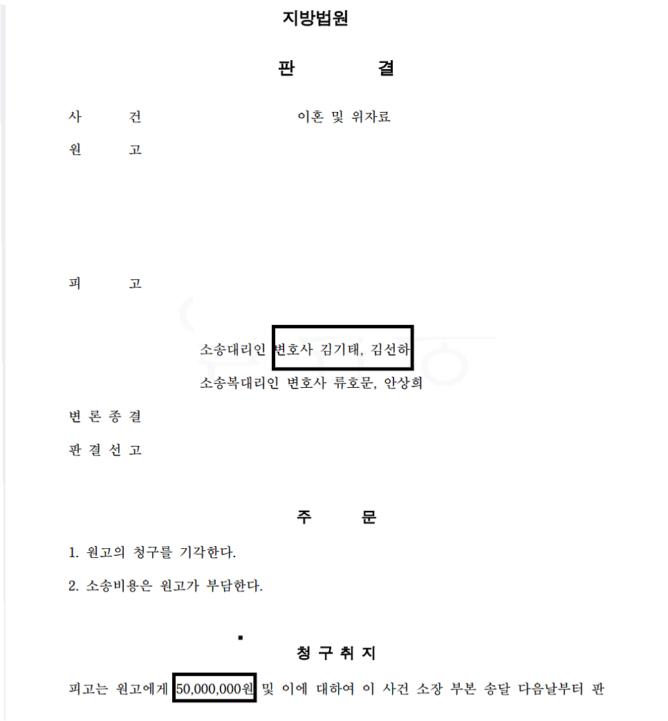 전주상간녀소송 위자료 모두 기각시킨 승소사례