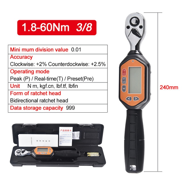 후기가 정말 좋은 전문 조정 가능한 프리셋 디지털 토크 렌치 자전거 자동차 수리 도구 토크 스패너 양방향 래칫 헤드 1/4