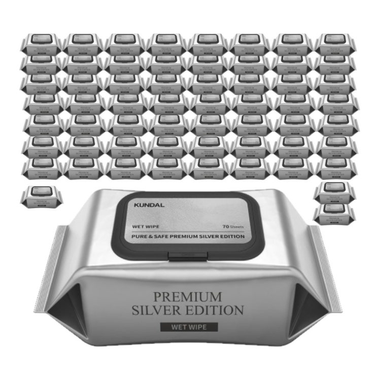 의외로 인기있는 쿤달 실버 에디션 엠보싱 저자극 아기물티슈 캡형, 70매, 60팩 좋아요
