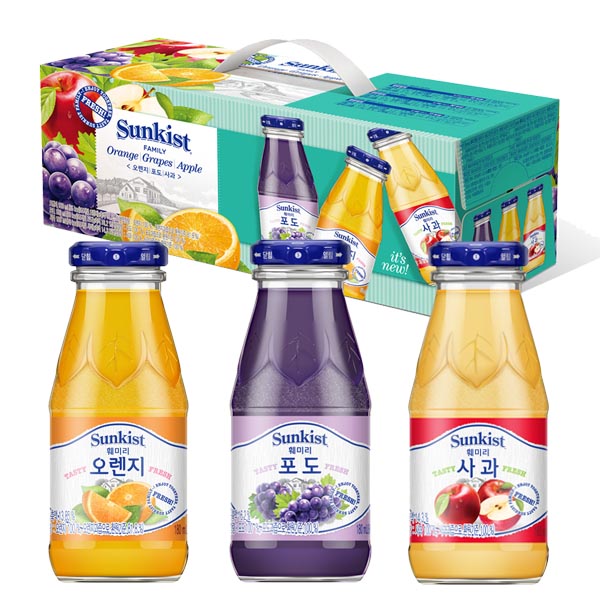 리뷰가 좋은 해태음료 썬키스트 훼미리 오렌지+포도+사과 음료세트, 180ml, 12병 추천합니다