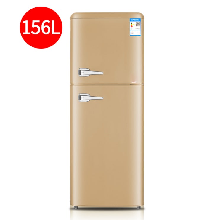 의외로 인기있는 소형냉장고 더블도어 빈티지 냉장고 가정용 차잎 냉장 냉동 싱글도어 소형 사무실 컬러 에너지 전기냉장고, T02-BCD-156(골드색) 추천합니다
