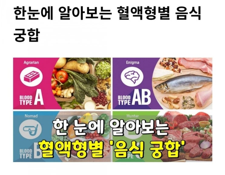  한눈에 알아보는 혈액형별 음식궁합~
