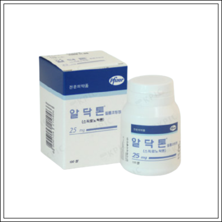  고혈압약 이뇨제 알닥톤(알닥톤필름코팅정 25mg), 성분/효능효과/먹는법/주의사항 알고 드세요~