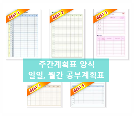  주간 계획표 양식 일일 월간 공부 계획표 다운