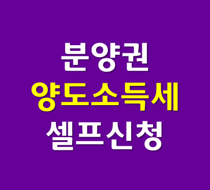  분양권 양도소득세 신고하기 홈텍스 셀프신청