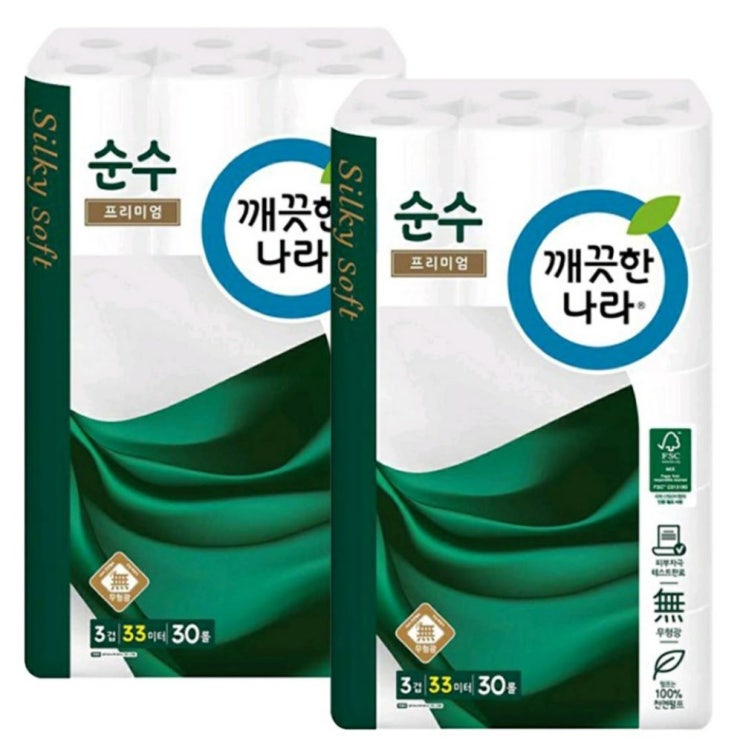 선호도 좋은 깨끗한나라 순수 프리미엄 3겹 데코 롤화장지 30m 30롤 2팩, 60롤 ··· 선호도 좋은 깨끗한나라 순수 프리미엄 3겹 데코 롤화장지 30m 30롤 2팩, 60롤 ···