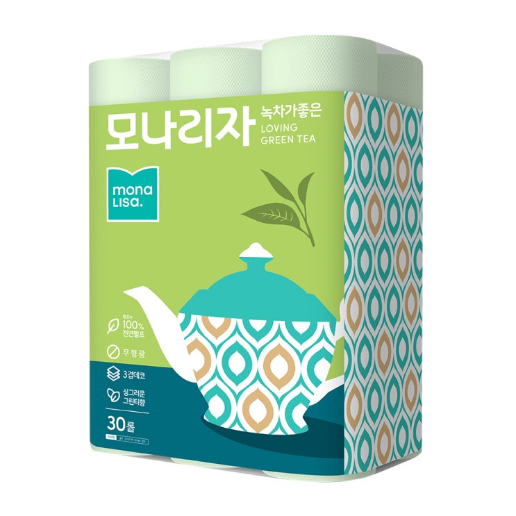 인지도 있는 모나리자 녹차가 좋은 천연펄프 3겹 롤화장지 25m, 30롤, 1개 좋아요 인지도 있는 모나리자 녹차가 좋은 천연펄프 3겹 롤화장지 25m, 30롤, 1개 좋아요