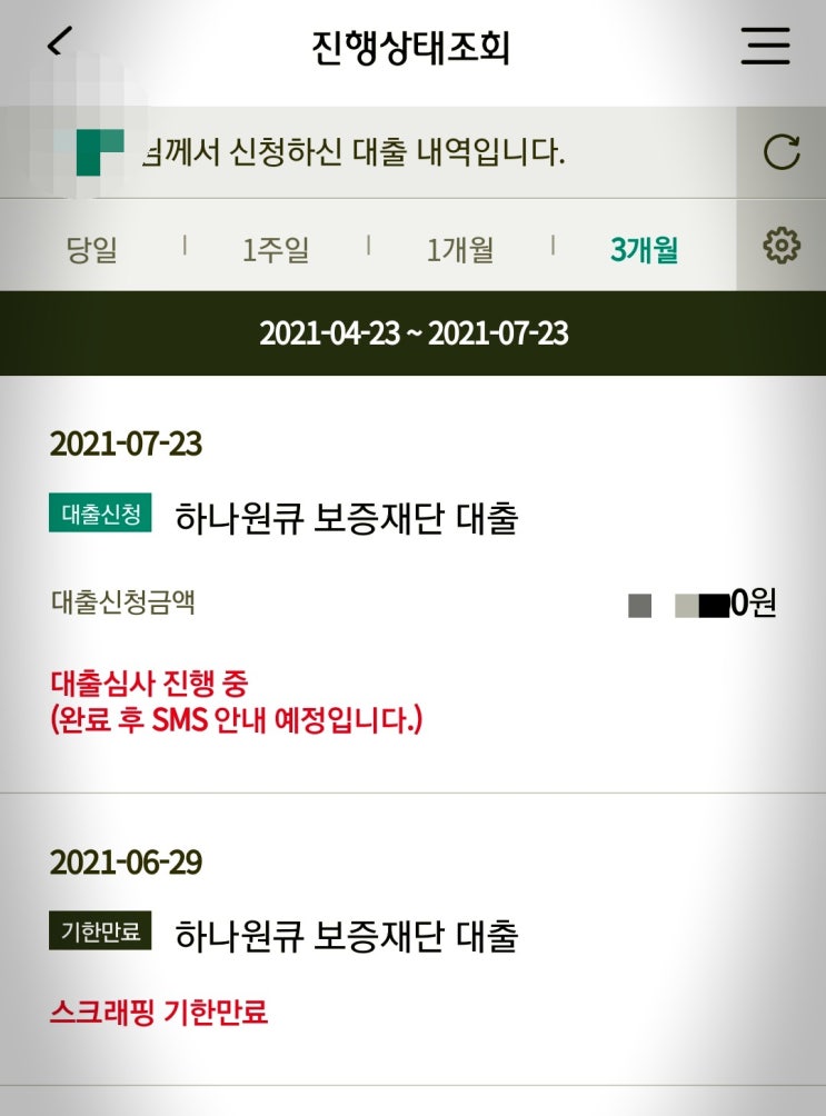  서울시 4무대출, 하나원큐 접수 23일만에 보증 승인!