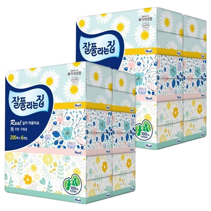 구매평 좋은 잘풀리는집 리얼 실키 천연펄프 미용티슈 200매, 6개입, 2개 좋아요 구매평 좋은 잘풀리는집 리얼 실키 천연펄프 미용티슈 200매, 6개입, 2개 좋아요