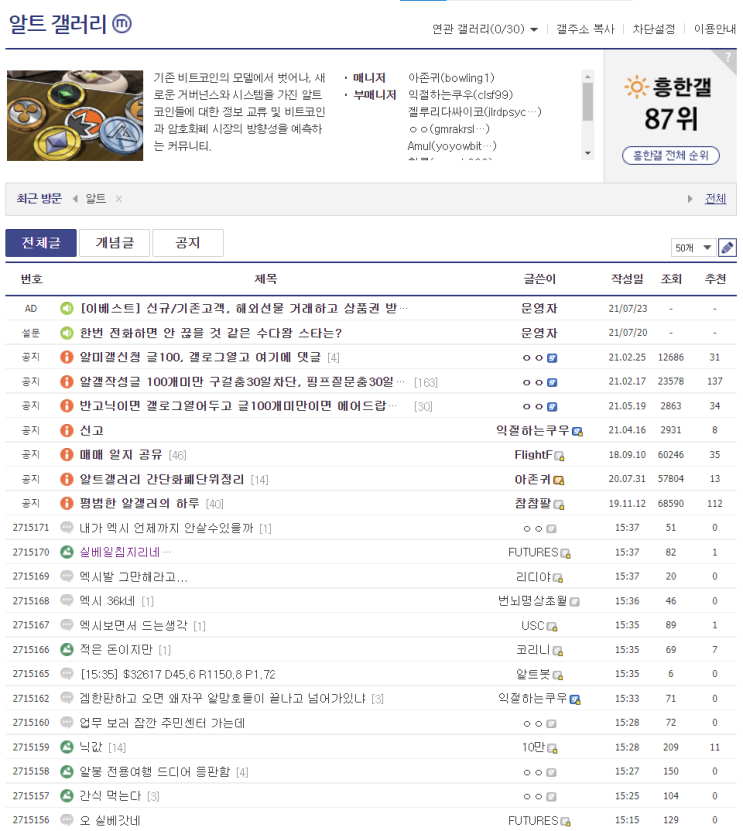  알트갤러리(알갤)의 기부릴레이