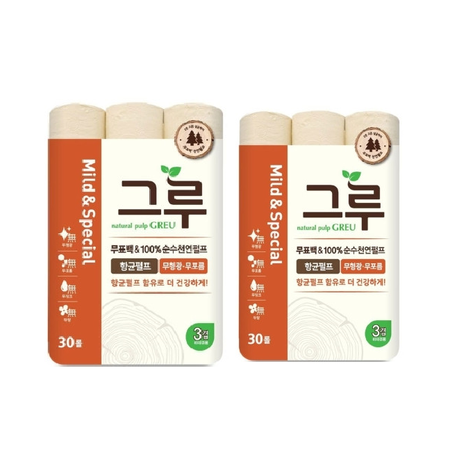 인기 급상승인 삼정펄프 그루 마일드 천연 3겹 30롤 화장지 X2팩 추천해요 인기 급상승인 삼정펄프 그루 마일드 천연 3겹 30롤 화장지 X2팩 추천해요