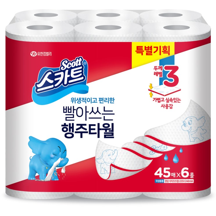 선호도 좋은 스카트 빨아쓰는 타올 45매, 6롤, 1팩 좋아요 선호도 좋은 스카트 빨아쓰는 타올 45매, 6롤, 1팩 좋아요