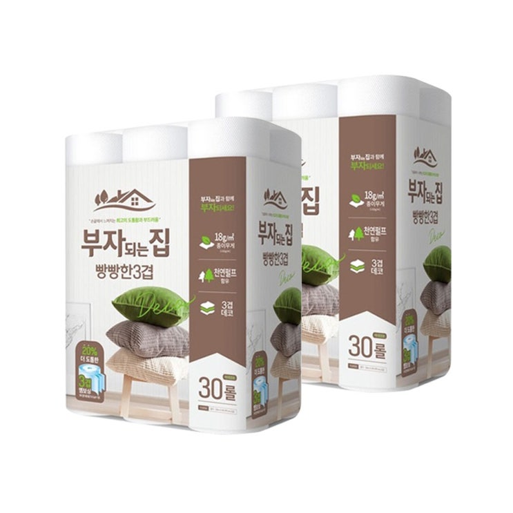 잘팔리는 부자되는집 빵빵한 3겹 데코 30m 30롤 롤화장지, 2팩 추천합니다 잘팔리는 부자되는집 빵빵한 3겹 데코 30m 30롤 롤화장지, 2팩 추천합니다