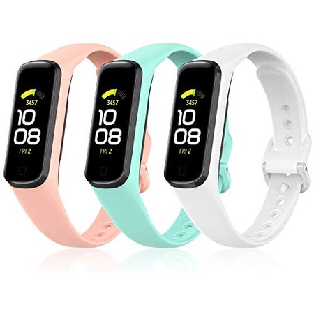 갓성비 좋은 삼성 갤럭시 핏2 실리콘 스트랩 밴드 3개 세트 S16 Sunnyson Replacement Bands Compatible with Samsung, Pink+Teal+