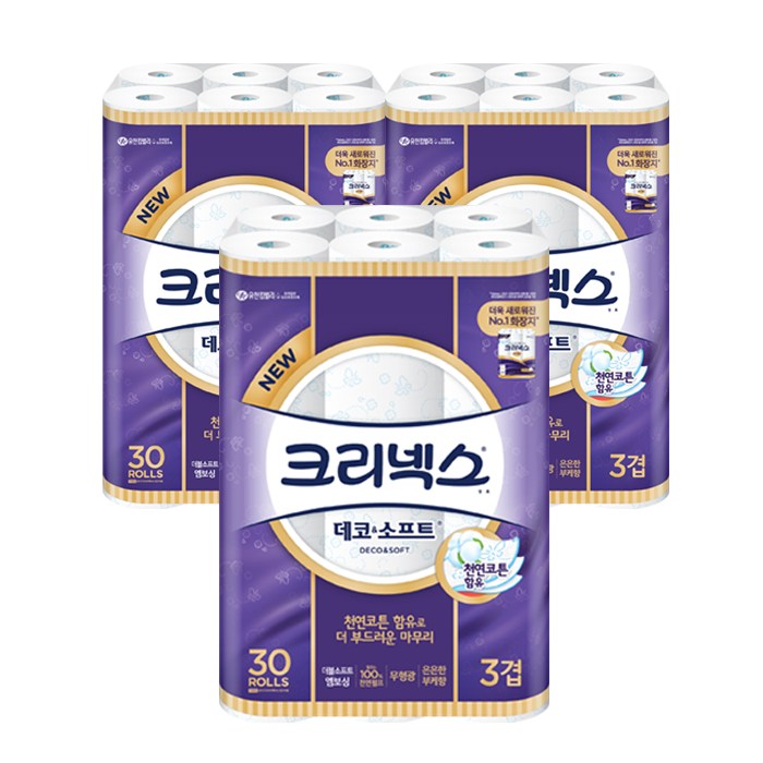 잘팔리는 크리넥스 3겹 데코 & 소프트 화장지 27m, 30롤, 3개 좋아요 잘팔리는 크리넥스 3겹 데코 & 소프트 화장지 27m, 30롤, 3개 좋아요