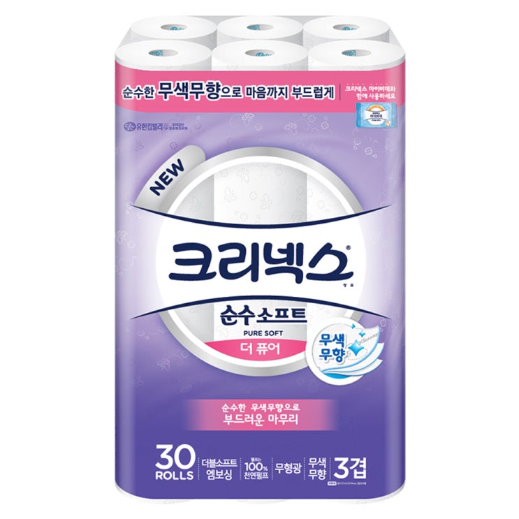 많이 팔린 크리넥스 3겹 천연펄프 순수 소프트 더 퓨어 화장지 27m, 30롤, 1팩 추천합니다 많이 팔린 크리넥스 3겹 천연펄프 순수 소프트 더 퓨어 화장지 27m, 30롤, 1팩 추천합니다