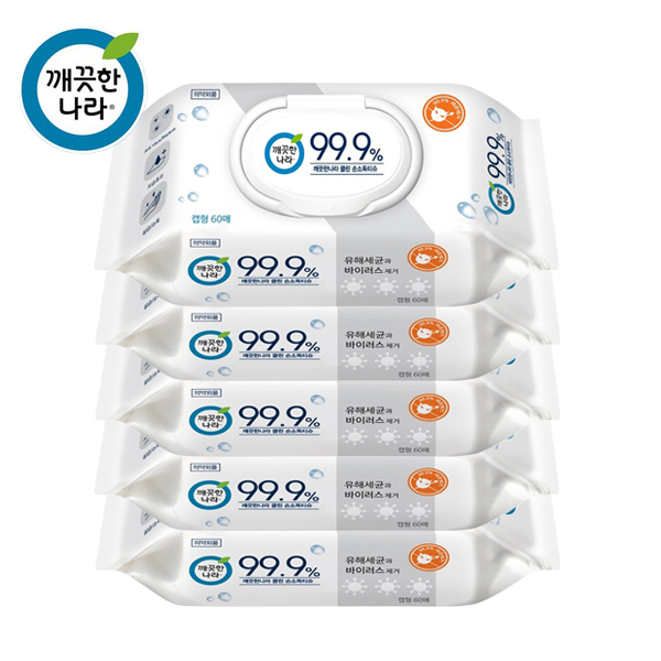 인기있는 깨끗한나라 99.9% 손소독 물티슈 휴대용, 60매, 5개 ··· 인기있는 깨끗한나라 99.9% 손소독 물티슈 휴대용, 60매, 5개 ···