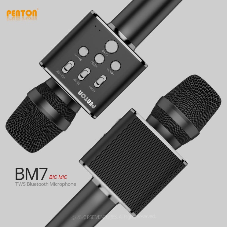잘팔리는 펜톤 BM7 블루투스 마이크 사자후급 고출력 20W스피커+우퍼(2.1CH) 블루투스5.0 무선노래방마이크, PENTON BM7 추천합니다