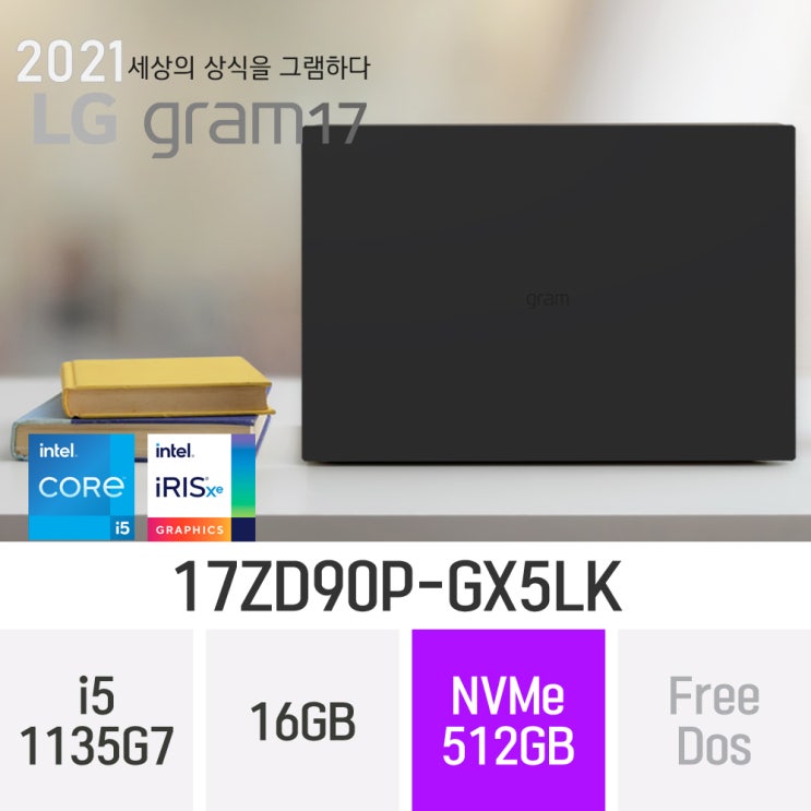 선호도 좋은 LG 2021 그램17 17ZD90P-GX5LK, 16GB, 512GB, 윈도우 미포함 ···