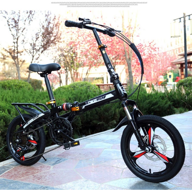 많이 팔린 미니벨로 미니 소형 접이식 자전거 성인 휴대용, 블랙 + 16인치 추천합니다